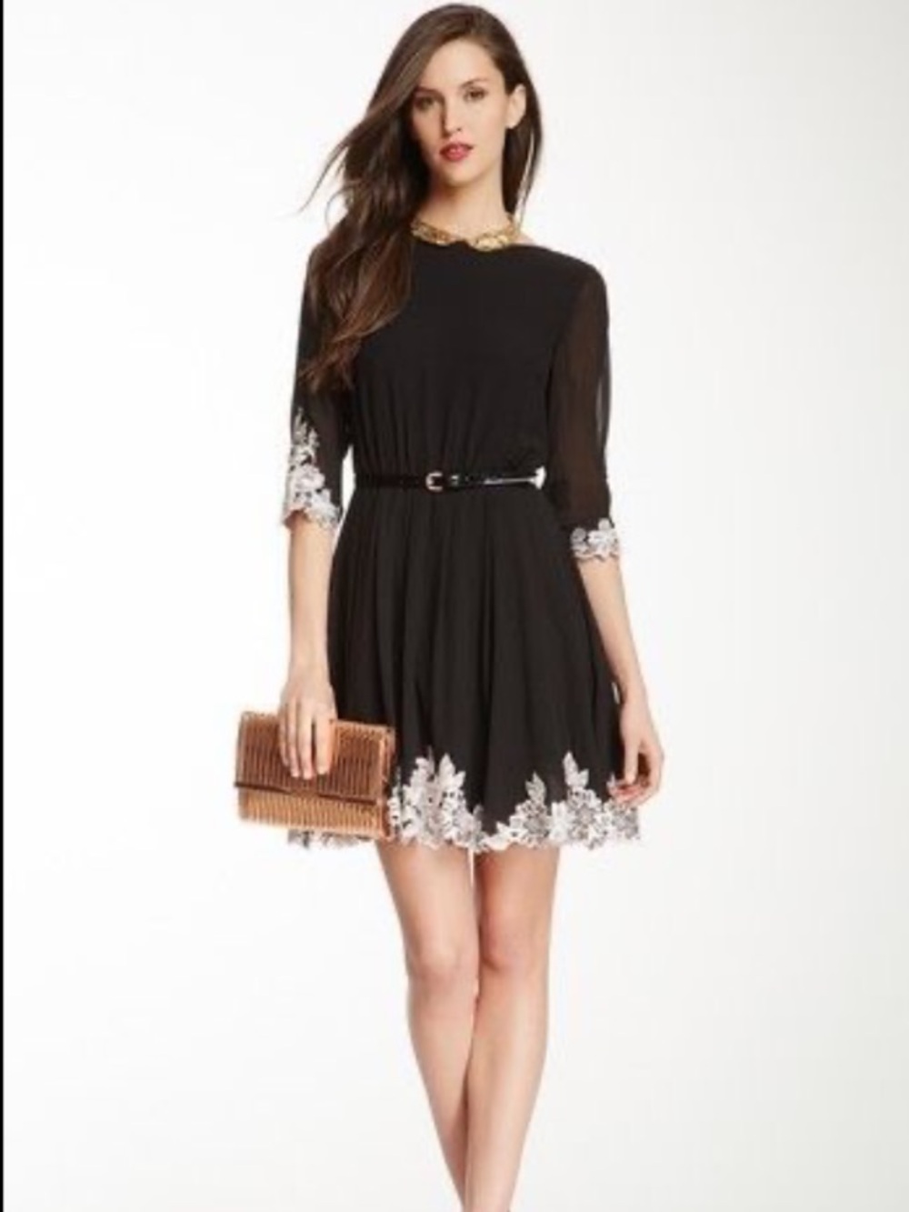Ted Baker Feay floral embroidered black dress